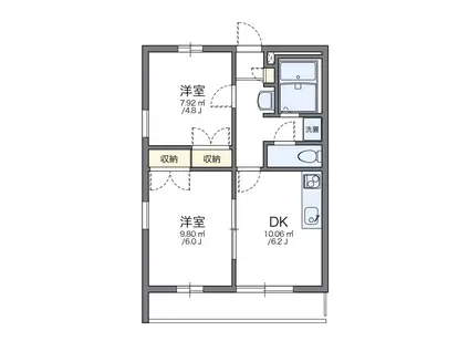 レオパレスIZUMI I(2DK/2階)の間取り写真