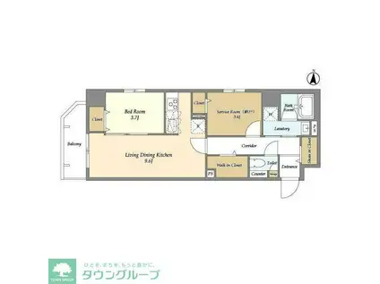 グランエール森下ウエスト(1SLDK/3階)の間取り写真