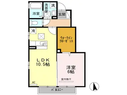ウェルネス(1LDK/1階)の間取り写真
