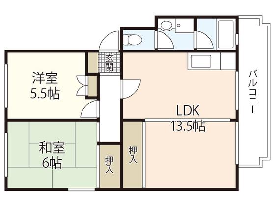 第2仁井田マンション(2LDK/2階)の間取り写真