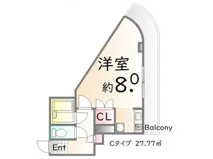 ネスト池上(1K/4階)の間取り写真