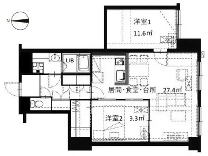 シルクヴェール城乾(2SLDK/2階)の間取り写真