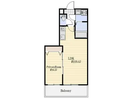 シェリル加古川(1LDK/4階)の間取り写真