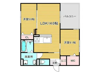 D-RESIDENCE高槻市下田部B(2LDK/3階)の間取り写真