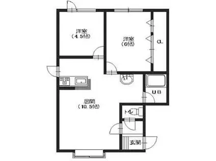 サンライフ港V(2LDK/2階)の間取り写真