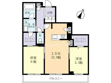LYNN竹園(2LDK/3階)の間取り写真
