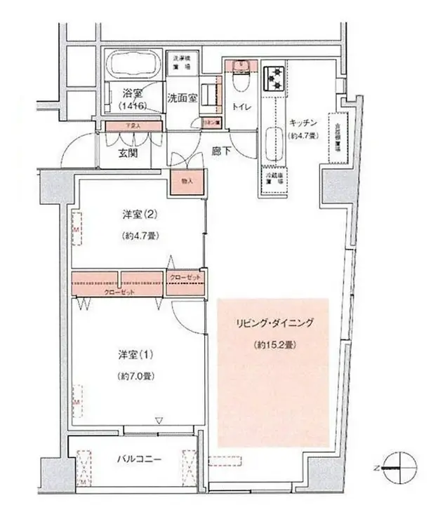 高輪グランドパームス 2階階 間取り