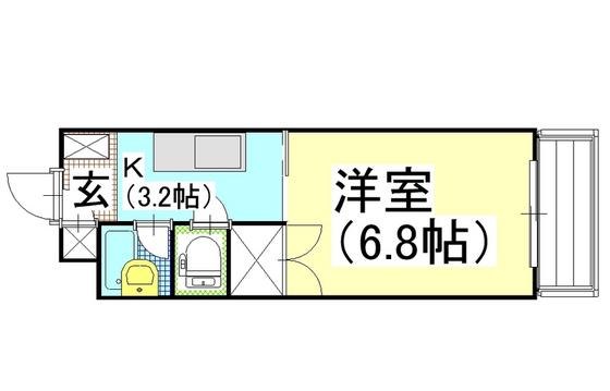 パークアベニュー伊島(1K/2階)の間取り写真