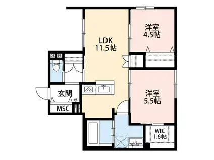 GRACE COURT(2LDK/1階)の間取り写真