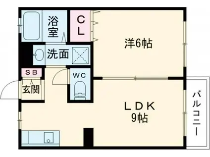 中山手ガーデンパレス D棟(1LDK/2階)の間取り写真