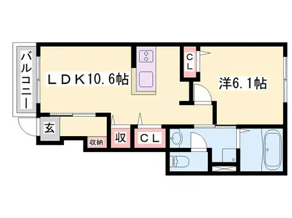 ル・レーブ坂上I(1LDK/1階)の間取り写真