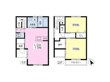 グルービーM7(2LDK/1階)の間取り写真