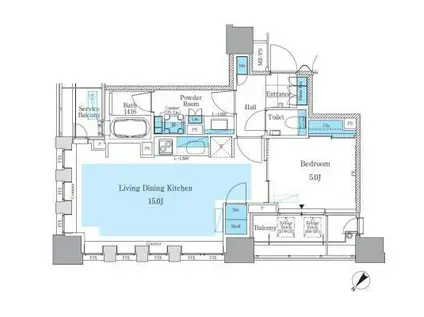 パークアクシス月島マチュアスタイル(1LDK/5階)の間取り写真