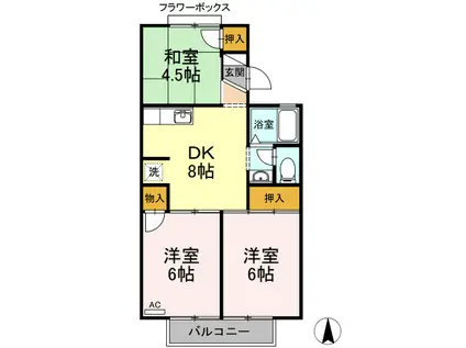 スカイハイツ小野(3DK/2階)の間取り写真