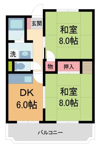 コーポ西台(2DK/4階)の間取り写真