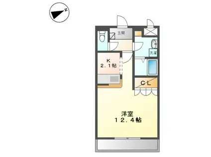 ウエストHILLS壱番館(1K/2階)の間取り写真