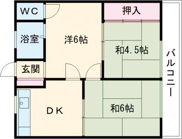 五才美ハイツ(3DK/3階)の間取り写真