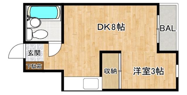 第一恒陽マンション(1DK/2階)の間取り写真