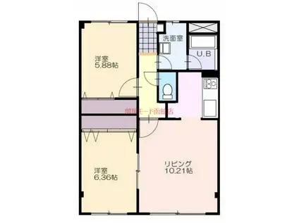 レジデンスKOUEI(2LDK/4階)の間取り写真