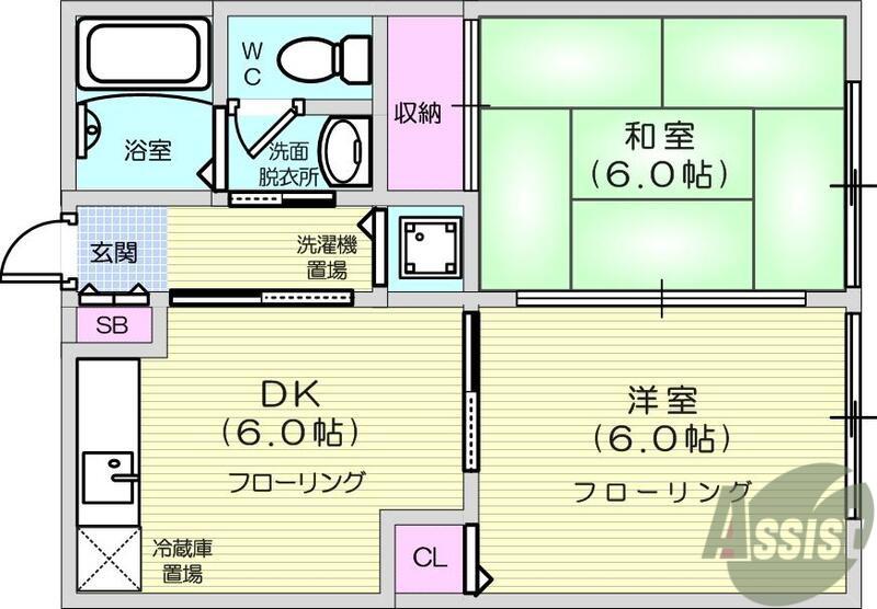 STハイツ遠見塚(2DK/2階)の間取り写真