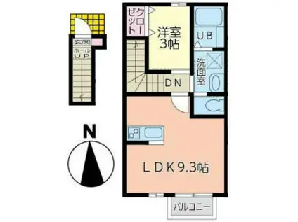 FAB南仙台(1LDK/2階)の間取り写真
