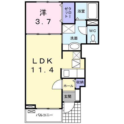 エスポア(1LDK/1階)の間取り写真