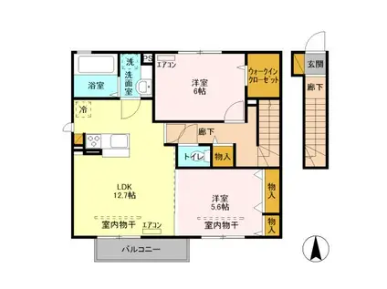 メゾン・フルールB(2LDK/2階)の間取り写真