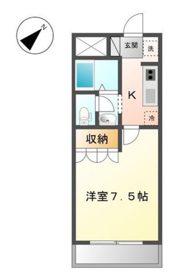 アルカディア(1K/1階)の間取り写真