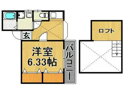 アルカディア堤(1K/1階)の間取り写真