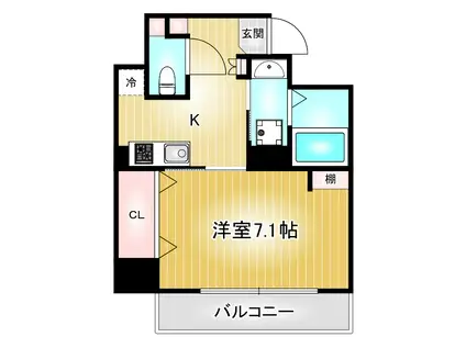 マリーベル栄(1K/4階)の間取り写真