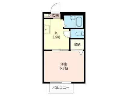 メゾンベル美園(1K/1階)の間取り写真