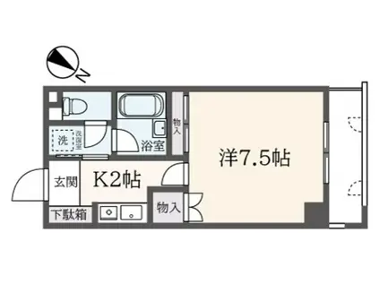 デュオKY山手(1K/2階)の間取り写真