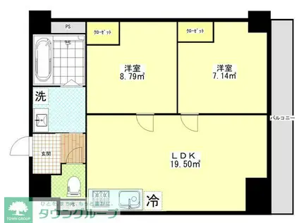 フェリチタ越谷駅前(2LDK/6階)の間取り写真