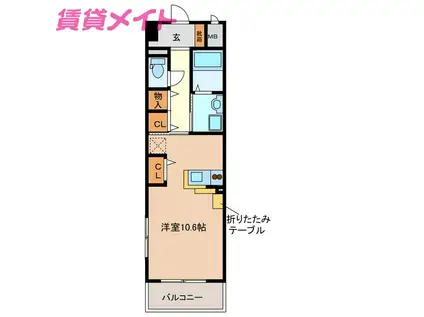 サンリットW I棟(ワンルーム/1階)の間取り写真