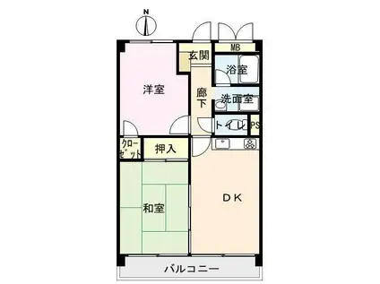 エクセレント学園(2DK/4階)の間取り写真