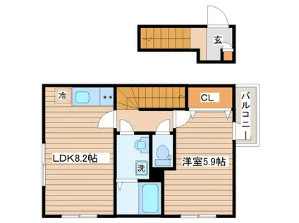 プライムヒルズ(1LDK/2階)の間取り写真