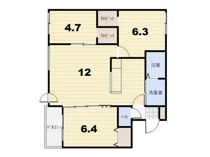 TONY VILLAGE KYOEI(3LDK/1階)の間取り写真