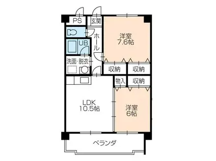 ウィンフィールド曙(2LDK/2階)の間取り写真