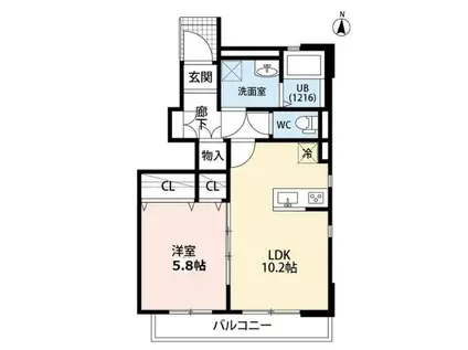 デュラカーサ小山(1LDK/1階)の間取り写真