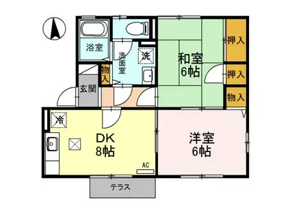エトワール21 A棟(2DK/1階)の間取り写真
