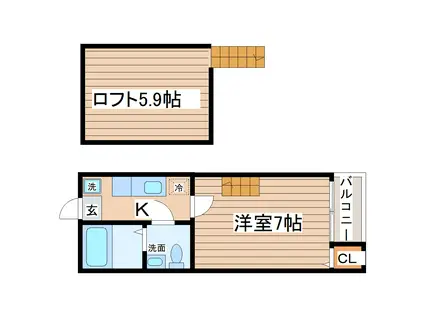 サンシャイン河原町(1K/1階)の間取り写真