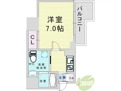 セレニテ梅田ルフレ(1K/5階)の間取り写真