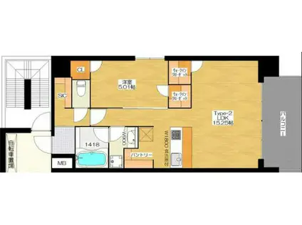 BRAVE新町(1LDK/10階)の間取り写真