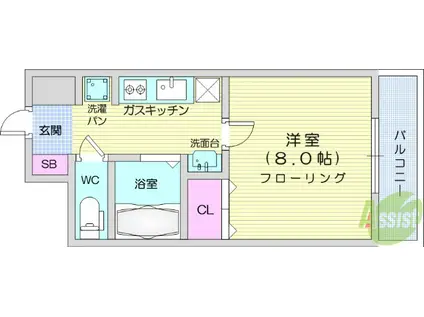 プランドビル本町(1K/9階)の間取り写真