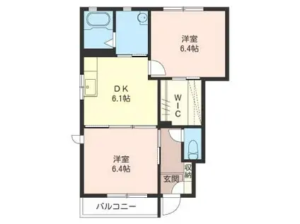 グランドール A棟(2DK/1階)の間取り写真