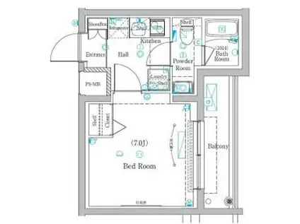 ラフィスタ元町Ⅱ(1K/3階)の間取り写真