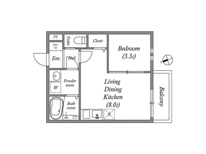 REGIES姫島II(1LDK/2階)の間取り写真