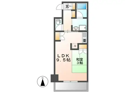 鶴舞ガーデンコート(1LDK/13階)の間取り写真