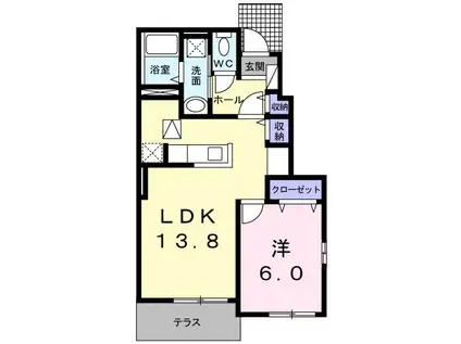 アラ グラース(1LDK/1階)の間取り写真