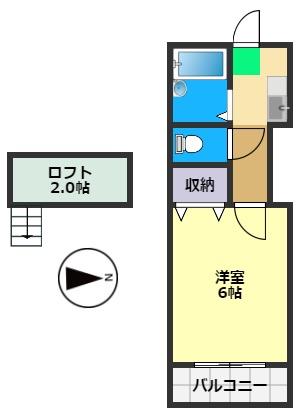 F・グレース高須新町(1K/2階)の間取り写真